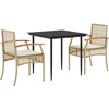 Image de vidaXL Ensemble de jardin 3 pièces avec coussins Beige Poly Rattan