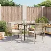 Image de vidaXL Salon de jardin 5 pièces avec coussins Beige Poly Rattan