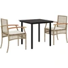 Image de vidaXL Ensemble de jardin 3 pièces avec coussins Beige Poly Rattan