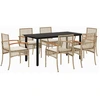 Image de vidaXL Ensemble de jardin 7 pièces avec coussins Beige Poly rotin