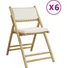 Image de vidaXL Chaises de bistrot 6 pcs. Pliable avec coussin blanc crème Bambou
