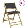 Image de vidaXL Chaises de bistrot 6 pcs. Pliable avec coussins gris foncé bambou
