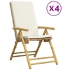 Image de vidaXL Chaises de jardin 4 pcs. Réglable Pliable avec coussin Bambou