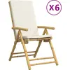 Image de vidaXL Chaises de jardin 6 pcs. Réglable Pliable avec coussin Bambou