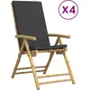 Image de vidaXL Chaises de jardin 4 pcs. Réglable Pliable avec coussin Bambou