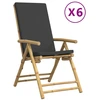 Image de vidaXL Chaises de jardin 6 pcs. Réglable Pliable avec coussin Bambou