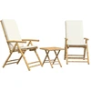 Image de vidaXL Ensemble Bistro 3 pièces pliable avec coussins blanc crème en bambou