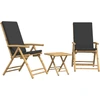 Image de vidaXL Ensemble Bistro 3 pièces Pliable avec coussins gris foncé Bambou