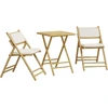 Image de vidaXL Ensemble Bistro 3 pièces pliable avec coussins blanc crème en bambou