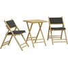 Image de vidaXL Ensemble Bistro 3 pièces Pliable avec coussins gris foncé Bambou