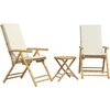 Image de vidaXL Ensemble Bistro 3 pièces pliable avec coussins blanc crème en bambou