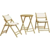 Image de vidaXL Ensemble Bistro 3 pièces pliable avec coussins blanc crème en bambou
