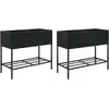 Image de vidaXL Bacs surélevés avec étagère 2 pcs. noir 90x40x75 cm Poly rotin