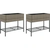 Image de Parterre surélevé avec étagère 2 pcs. Gris 90x40x75 cm Poly rotin