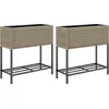 Image de vidaXL Parterre surélevé avec étagère 2 pcs. Gris 70x28x70 cm Poly rotin