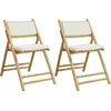 Image de Chaises de bistrot 2 pcs. Pliable avec coussin blanc crème Bambou