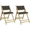Image de Chaises de bistrot 2 pcs. Pliables avec coussins gris foncé en bambou