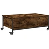 Image de vidaXL Table basse à roulettes chêne fumé 91x55x34 cm Bois composite