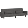 Image de vidaXL Canapé-lit 2 places avec 2 coussins Tissu gris foncé