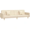 Image de vidaXL Canapé-lit 2 places avec 2 coussins Tissu Crème