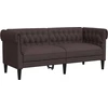 Image de vidaXL Canapé Chesterfield 2 places brun foncé Tissu