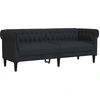 Image de vidaXL Canapé Chesterfield 3 places noir tissu