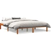 Image de vidaXL Lit en bois massif, sans matelas, en pin brun ciré 160x200