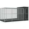 Image de vidaXL Volière avec extension Argent 416 x 203 x 216 cm Acier