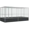Image de vidaXL Volière avec extension Argent 418 x 207 x 212 cm Acier