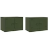Image de vidaXL Armoires TV 2 pcs. Vert olive 67x39x44 cm Acier