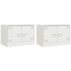 Image de vidaXL Armoires TV 2 pcs. Blanc 67x39x44 cm Acier