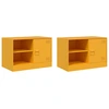 Image de vidaXL Armoires TV 2 pcs jaune moutarde 67x39x44 cm acier
