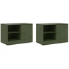 Image de vidaXL Armoires TV 2 pcs. Vert olive 67x39x44 cm Acier
