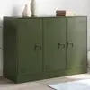 Image de vidaXL Sideboard vert olive 99x39x73 cm acier