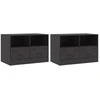 Image de vidaXL Armoires TV 2 pcs. noir 67x39x44 cm acier