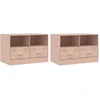 Image de vidaXL Armoires TV 2 pcs. Rose 67x39x44 cm Acier
