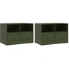 Image de vidaXL Armoires TV 2 pcs. Vert olive 67x39x44 cm Acier