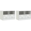 Image de vidaXL Armoires TV 2 pcs. Blanc 67x39x44 cm Acier