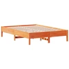 Image de vidaXL Lit en bois massif, sans matelas, en pin brun ciré 160x200
