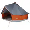 Image de vidaXL Tipi tente familiale 8 personnes Gris et orange Étanche