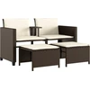Image de vidaXL Canapé de jardin 2 places avec table et tabourets Marron Poly rotin