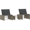 Image de vidaXL Bains de soleil 2 pcs. avec table Gris Poly Rattan