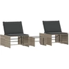 Image de vidaXL Bains de soleil 2 pcs. avec table gris clair Poly rotin