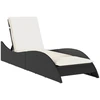 Image de vidaXL Chaise longue avec support Noir 60x205x73 cm Poly rotin