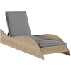 Image de vidaXL Chaise longue avec support Beige 60x205x73 cm Poly rotin