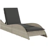 Image de vidaXL Chaise longue avec support gris clair 60x205x73 cm Poly rotin