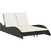 Image de vidaXL Chaise longue avec coussins Noir 114x205x73 cm Poly rotin