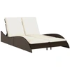 Image de vidaXL Chaise longue avec coussins Marron 114x205x73 cm Poly rotin
