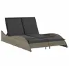 Image de vidaXL Chaise longue avec coussins Gris 114x205x73 cm Poly rotin