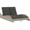 Image de vidaXL Chaise longue avec coussins gris clair 114x205x73 cm Poly rotin